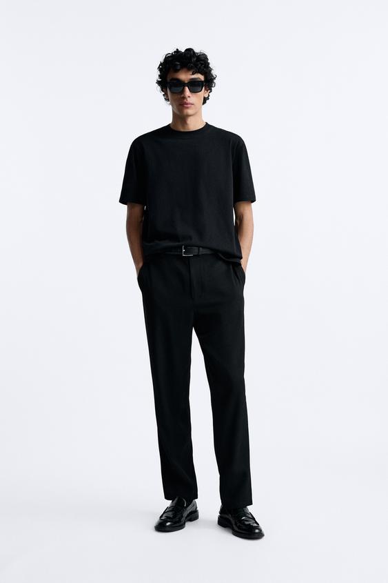 SOFT MOCK NECK T-SHIRT - Black