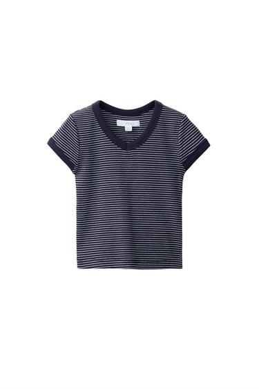CAMISETA RIB CUELLO PICO RAYAS - Rayas de Zara - Imagen 0