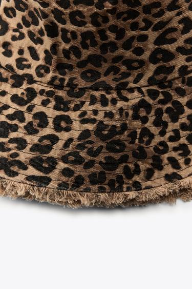 ANIMAL PRINT FRAYED BUCKET HAT - Leopard by Zara - Image 3