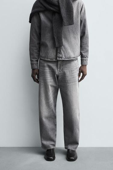 STRAIGHT-LEG JEANS - Grey by Zara