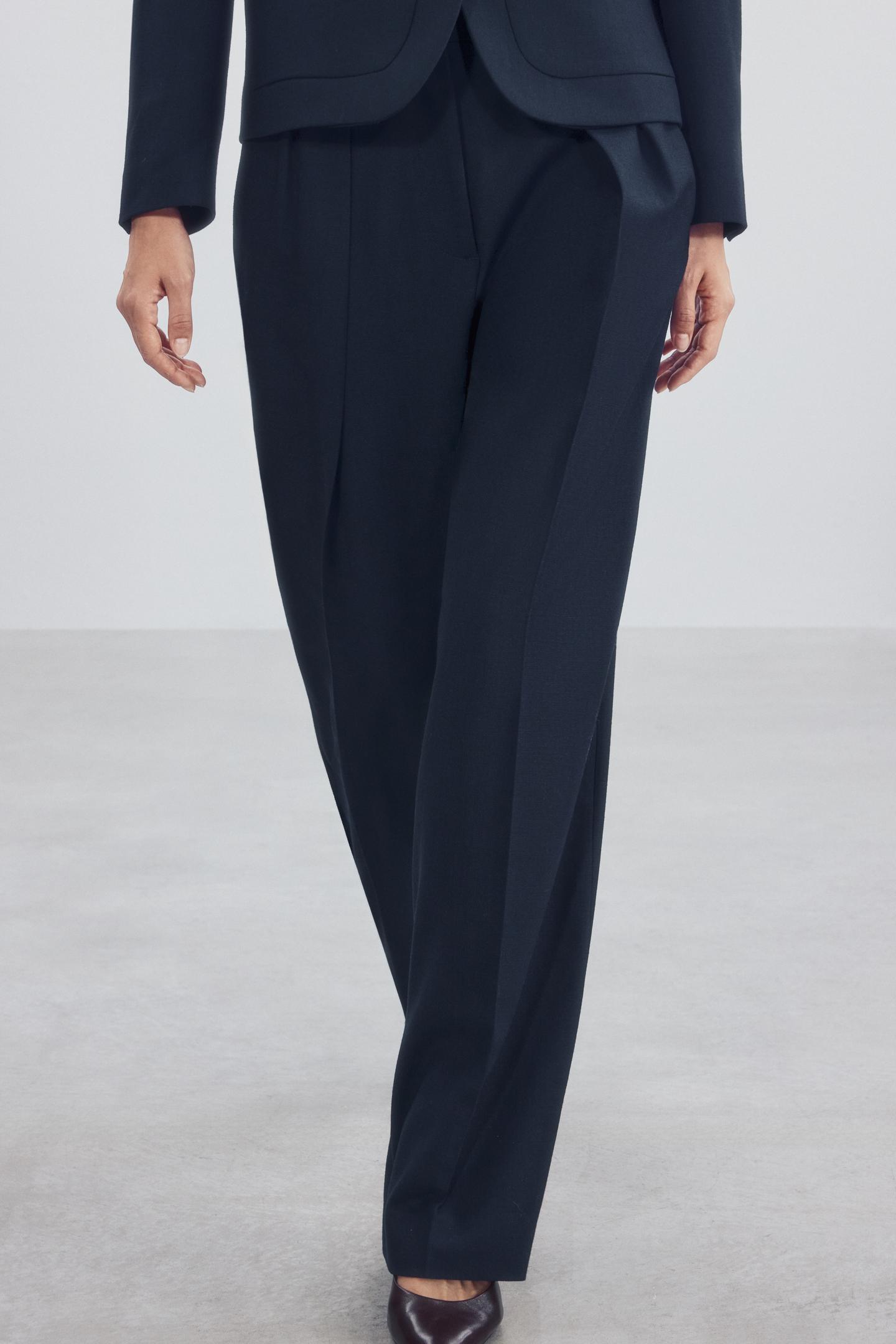 Женские брюки Zara ZW Collection Pleated, цвет: Тёмно-синий — фото 2