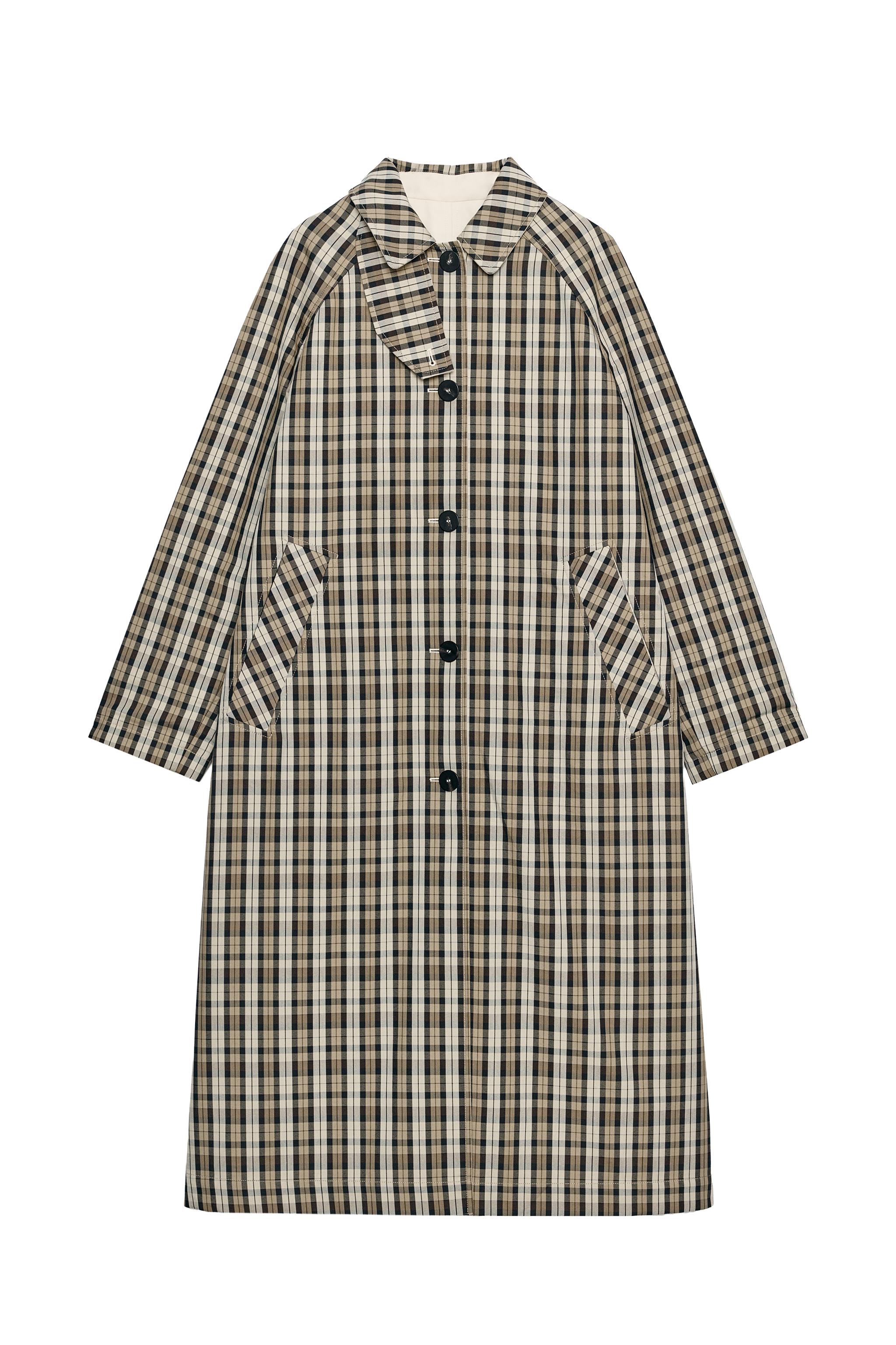 REVERSIBLE PLAID TRENCH COAT ZW COLLECTION - Beige | ZARA United
