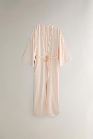ROBE DE CETIM PREGAS - Rosa-pálido da Zara