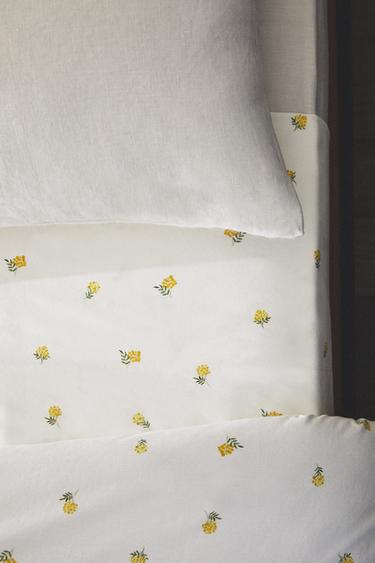 MIMOSA PRINT COTTON FLAT SHEET - Oyster-white by Zara - Image 5