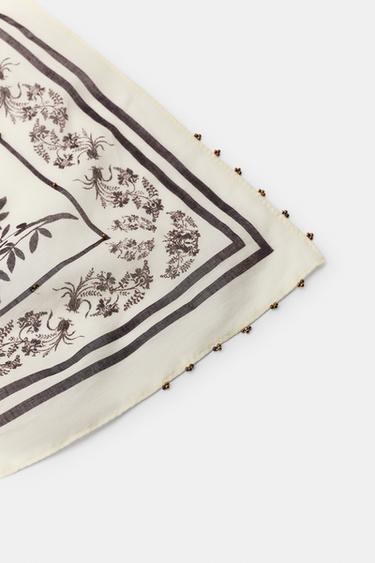FOULARD BANDANA À IMPRIMÉ CACHEMIRE ET FANTAISIE - Écru de Zara - Image 2