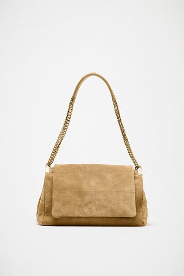 BOLSO PIEL DE HOMBRO - ARENA/MARRÓN de Zara