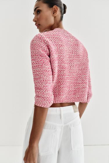 GILET EN MAILLE MANCHES 3/4 - Rose de Zara - Image 5