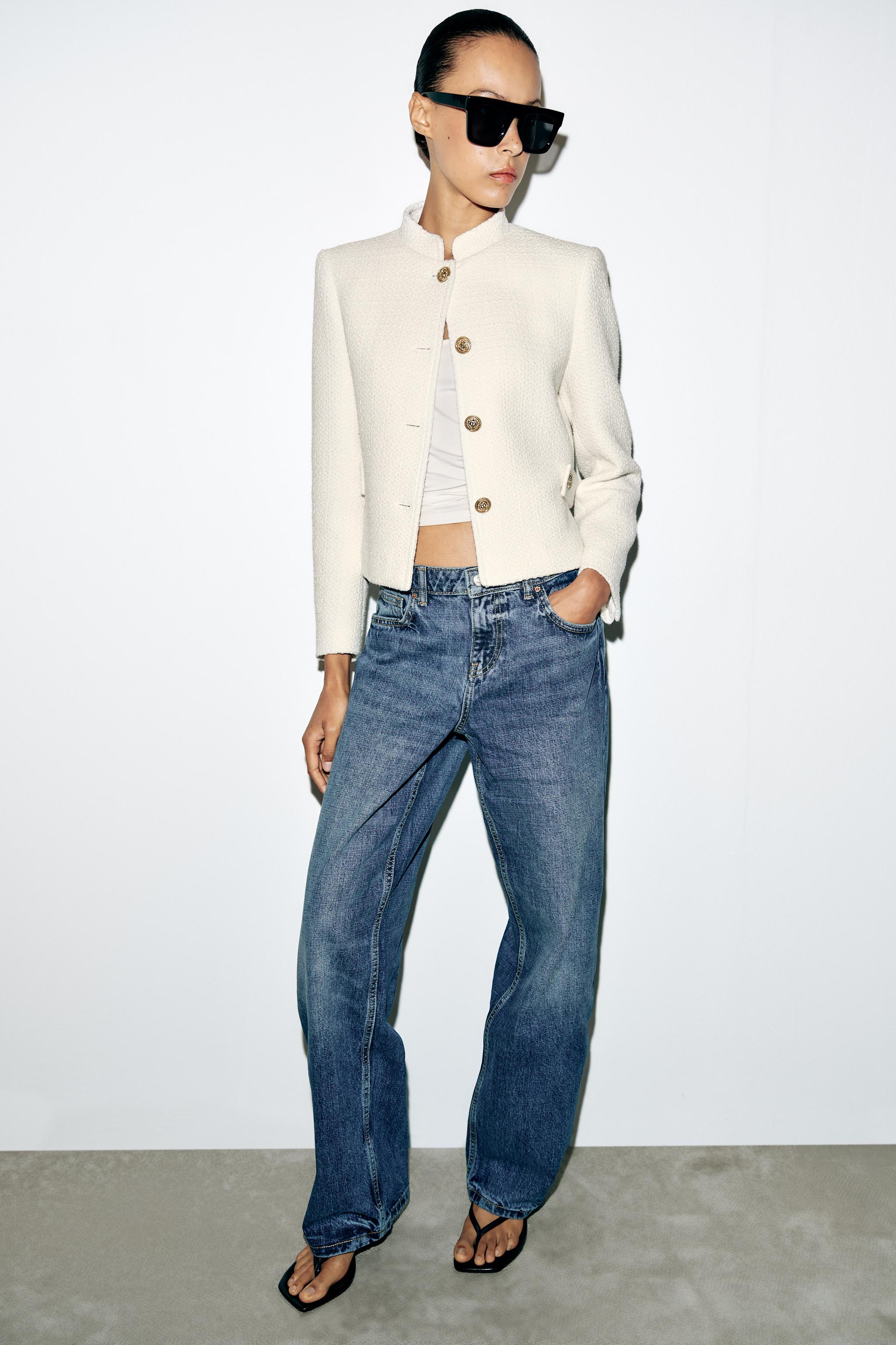 STRUCTURED CROPPED BLAZER — Ecru