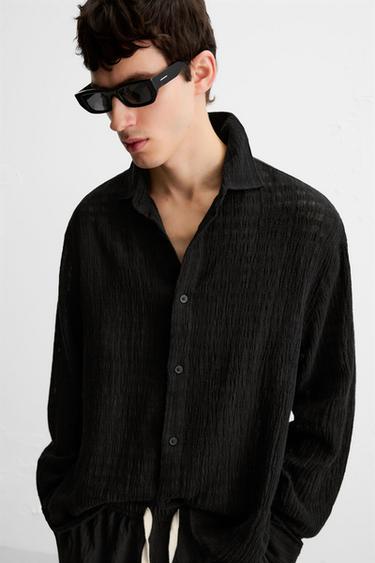 JACQUARD LINEN/COTTON SHIRT - Black by Zara - Image 6