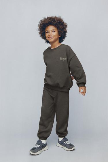EMBROIDERED TEXT JOGGING SWEATSHIRT AND TROUSERS SET - Black by Zara