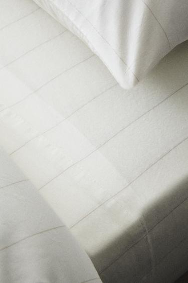 STRIPED FLAT SHEET - Oyster-white by Zara - Image 6