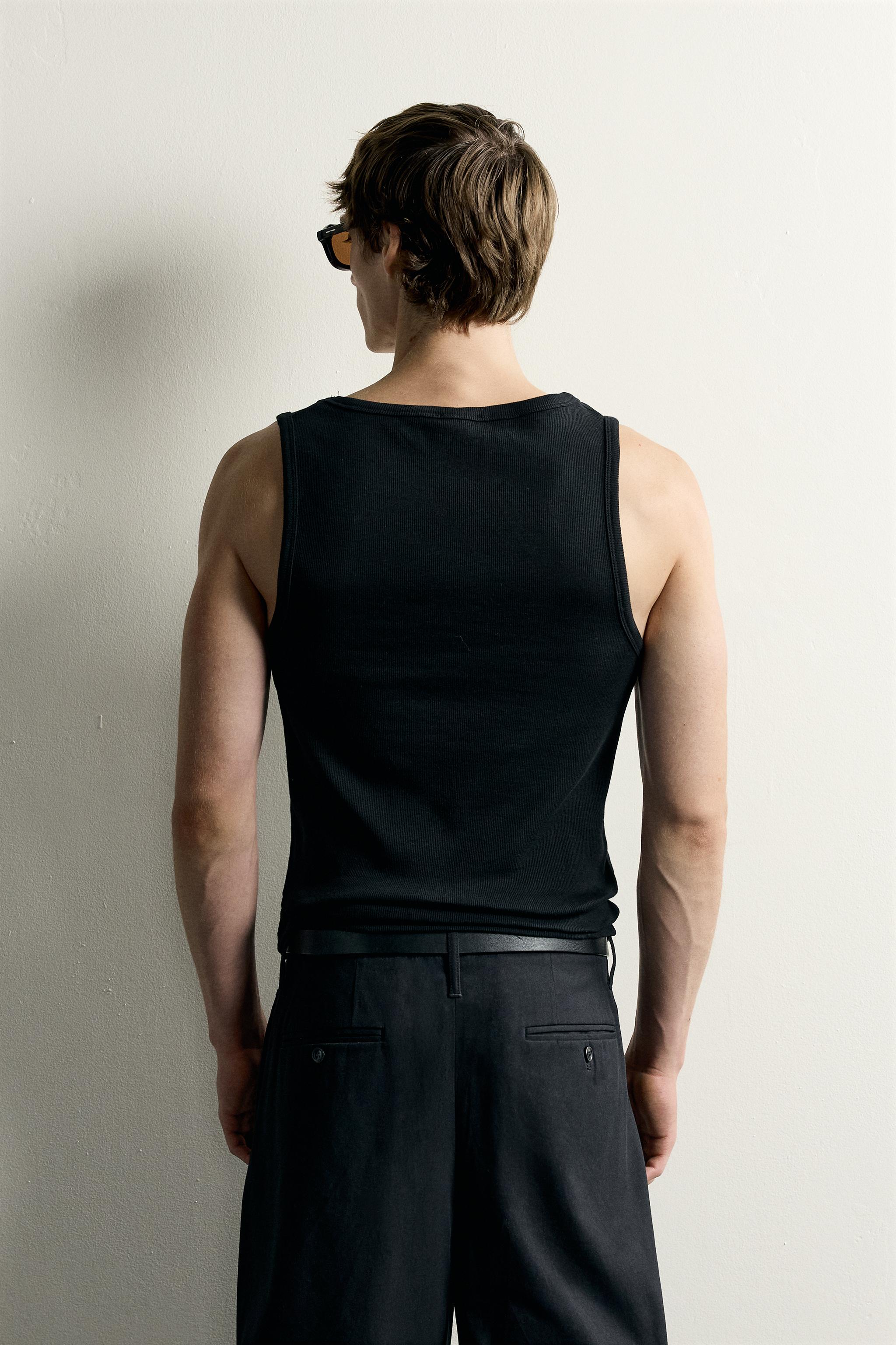 Мужские топы Zara BASIC RIBBED TANK TOP — фото 3