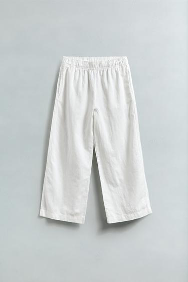 WIDE-LEG-HOSE AUS LEINENMISCHGEWEBE - Weiß von Zara
