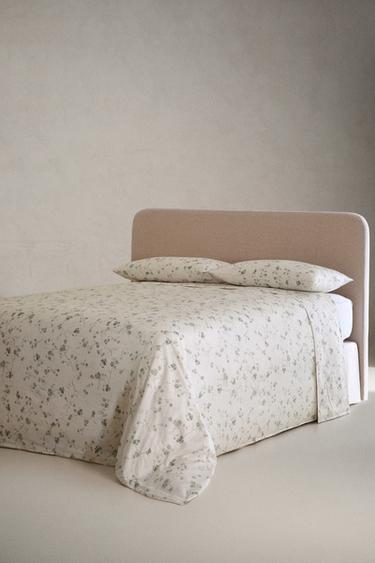 DRAP DE DESSUS SATIN IMPRIMÉ FLEUR - Vert de Zara - Image 2
