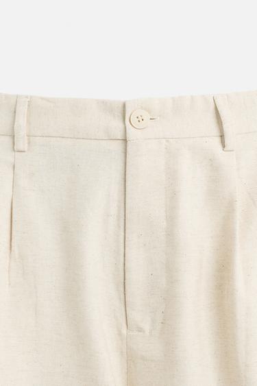 PANTALON COTON - LIN PLIS - Beige clair de Zara - Image 8