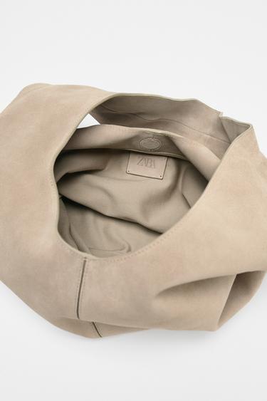 SPLIT SUEDE SHOULDER BAG - Taupe Grey by Zara - Image 4