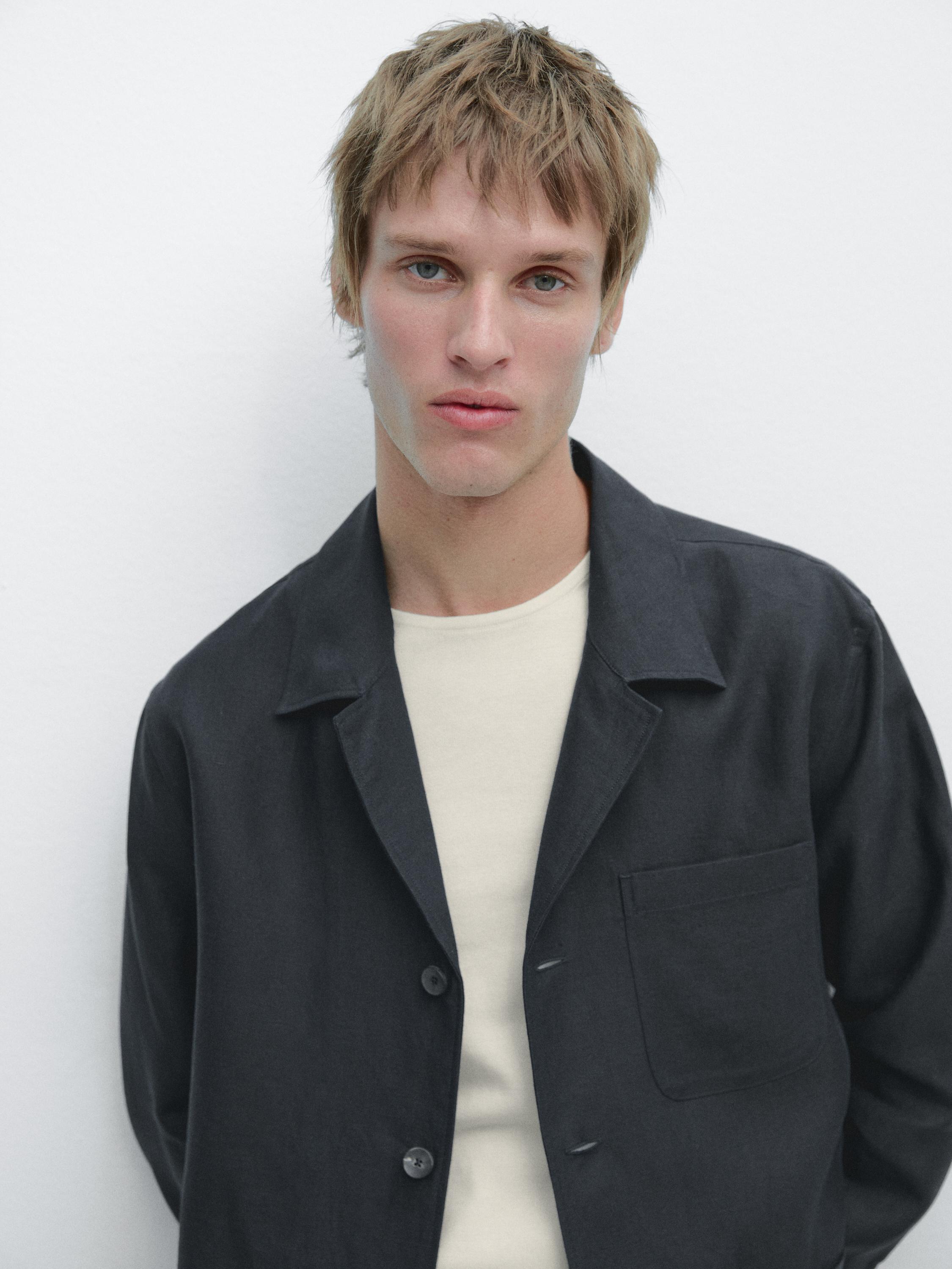 Linen overshirt with pocket details