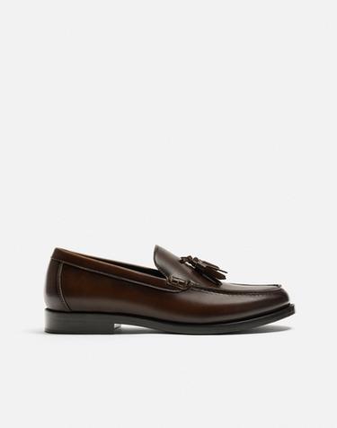Zara TASSELED DRESS LOAFERS - Brown