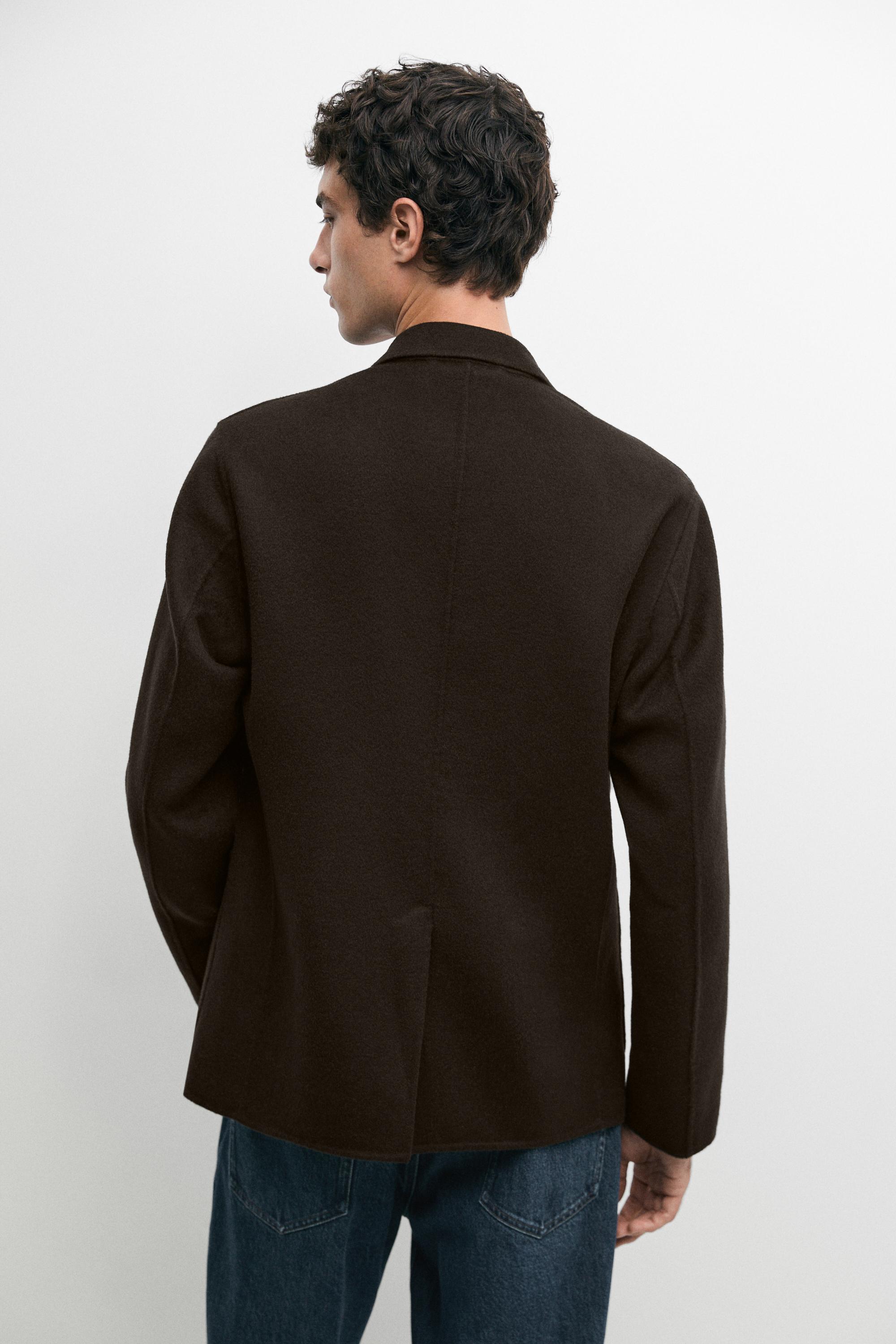 Double-layer wool blend blazer