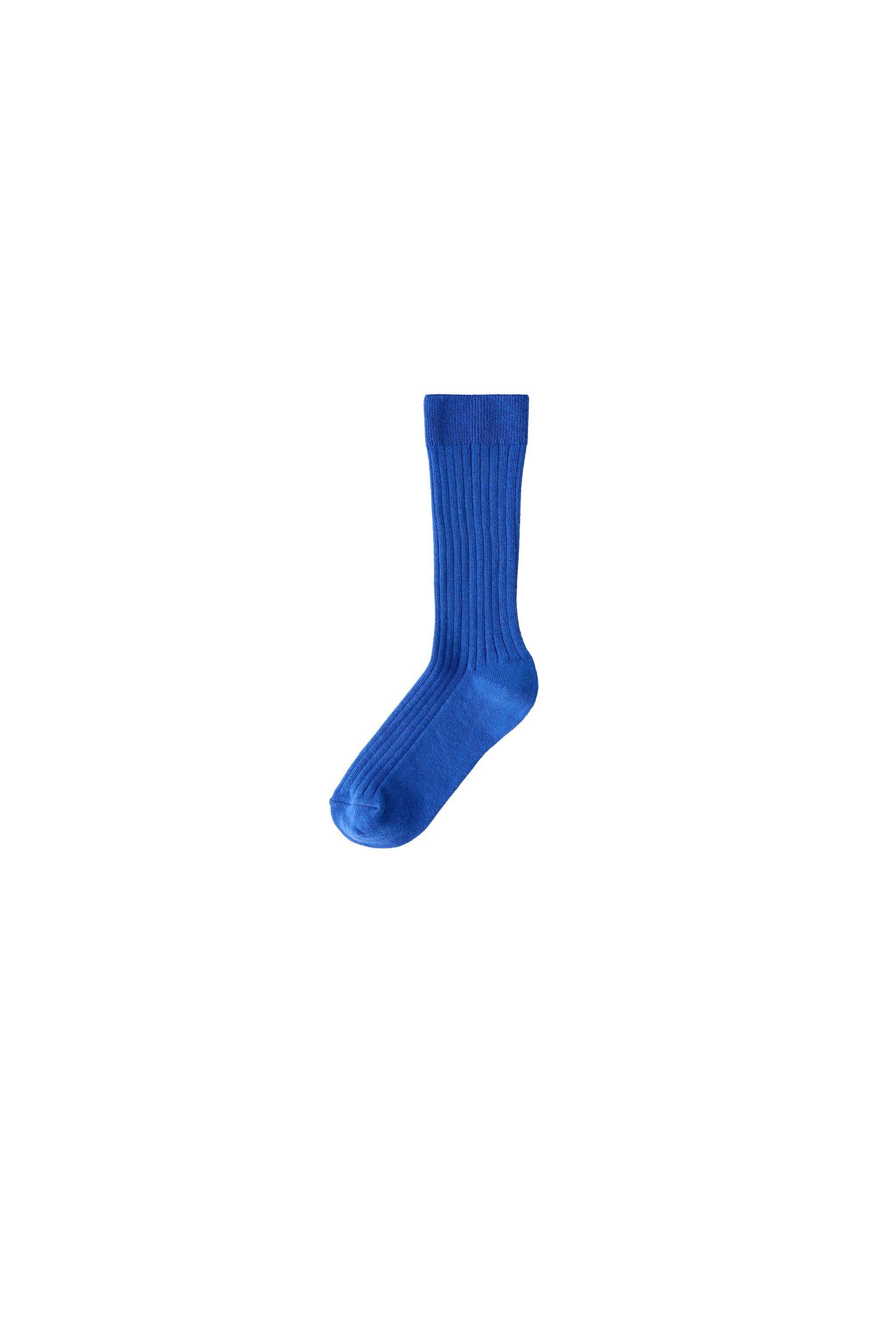 MID-LENGTH RIBBED SOCKS — Bluish