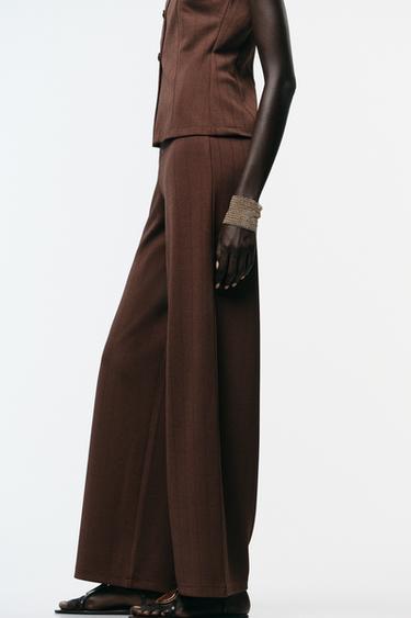 WIDE TWILL TROUSERS - Brown by Zara - Image 2