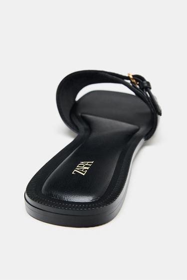 SANDALES PLATES IMPRIMÉES À BOUCLE - Multicolore de Zara - Image 4