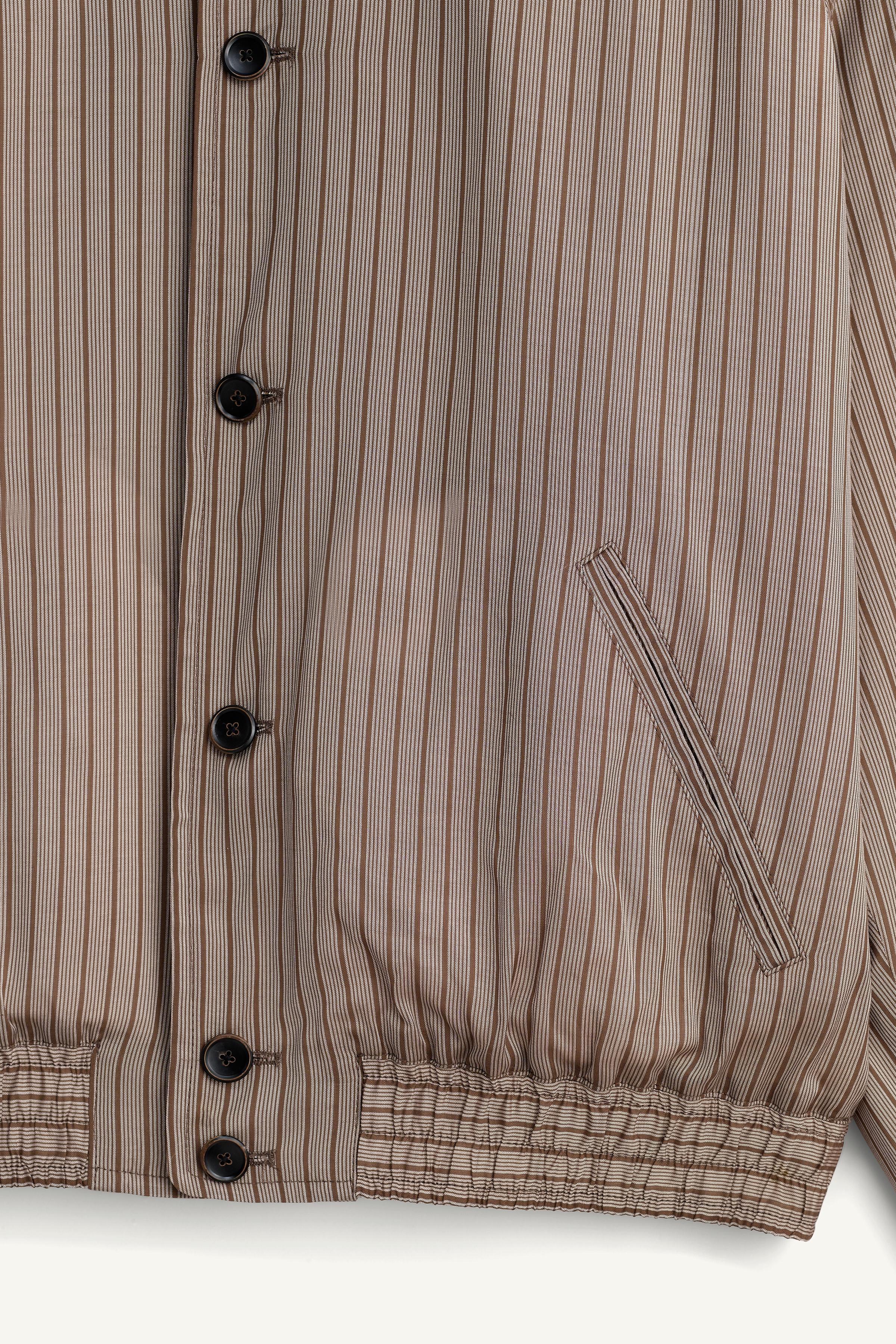 CROPPED STRIPED VISCOSE-CUPRO BOMBER JACKET
