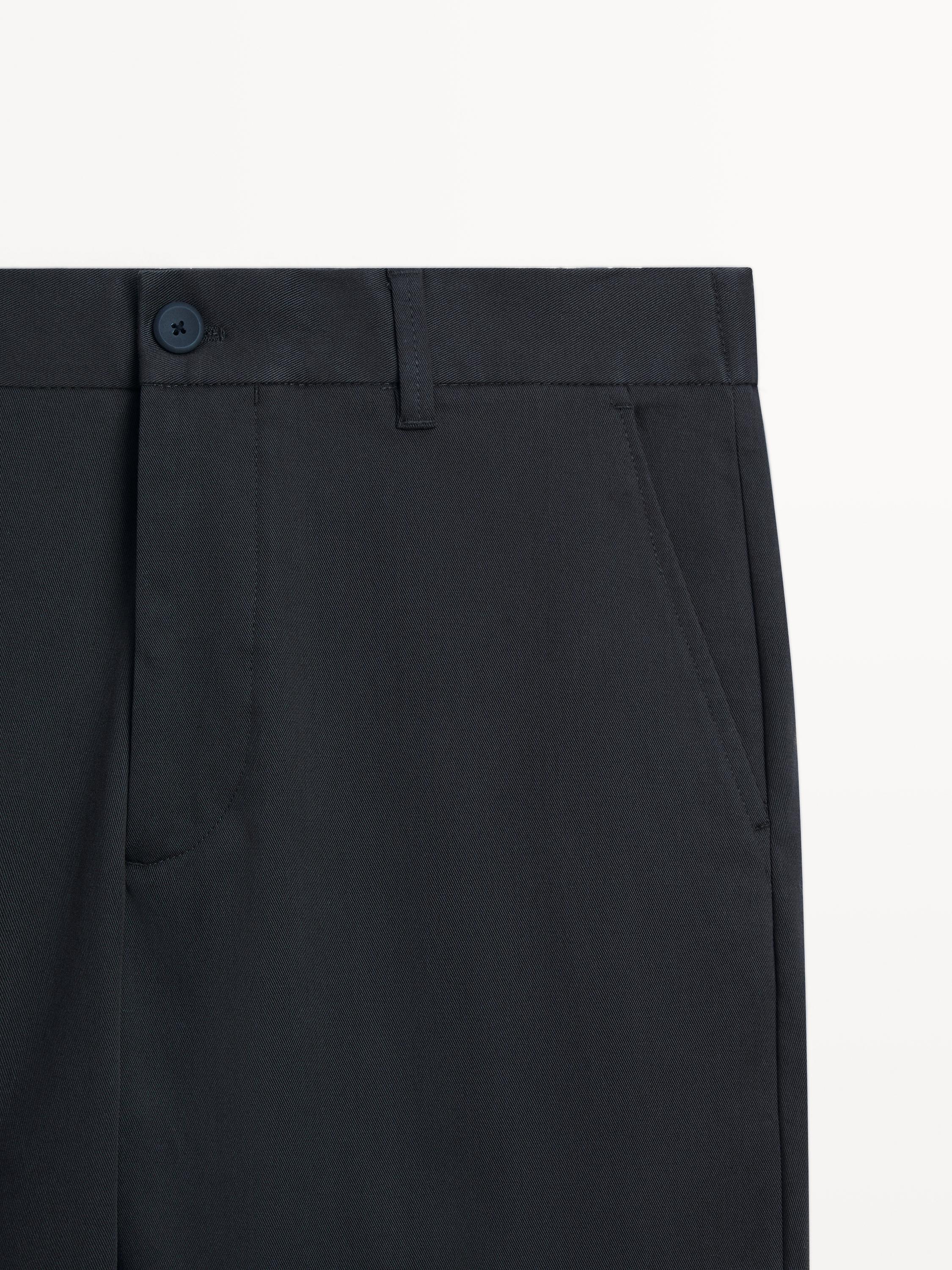 Pantalon tapered fit en coton mélang