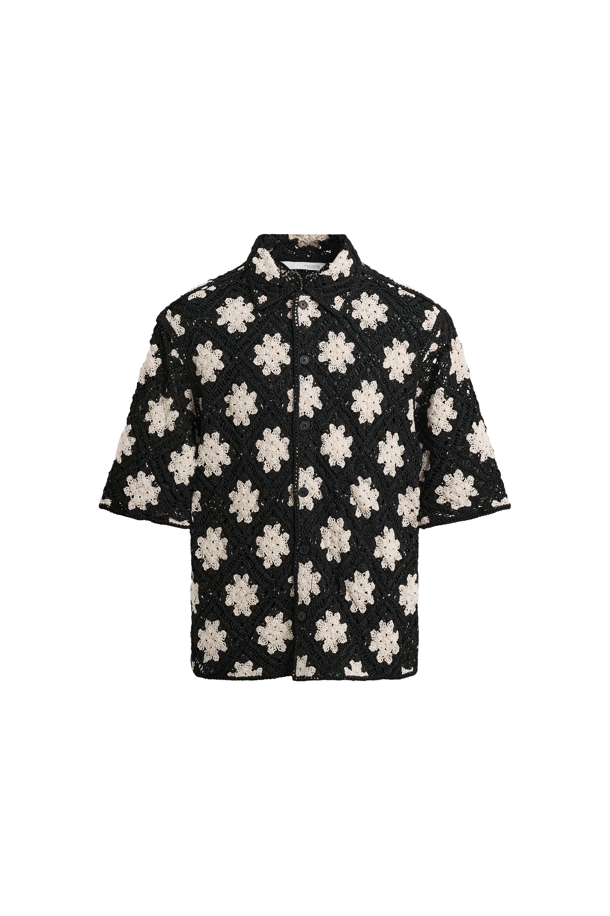 CAMISA COM ESTRUTURA DE CROCHÊ - Branco / Preto | ZARA Brasil