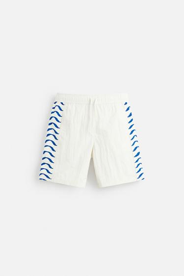 WAVY LONG SWIMMING TRUNKS - Ecru by Zara