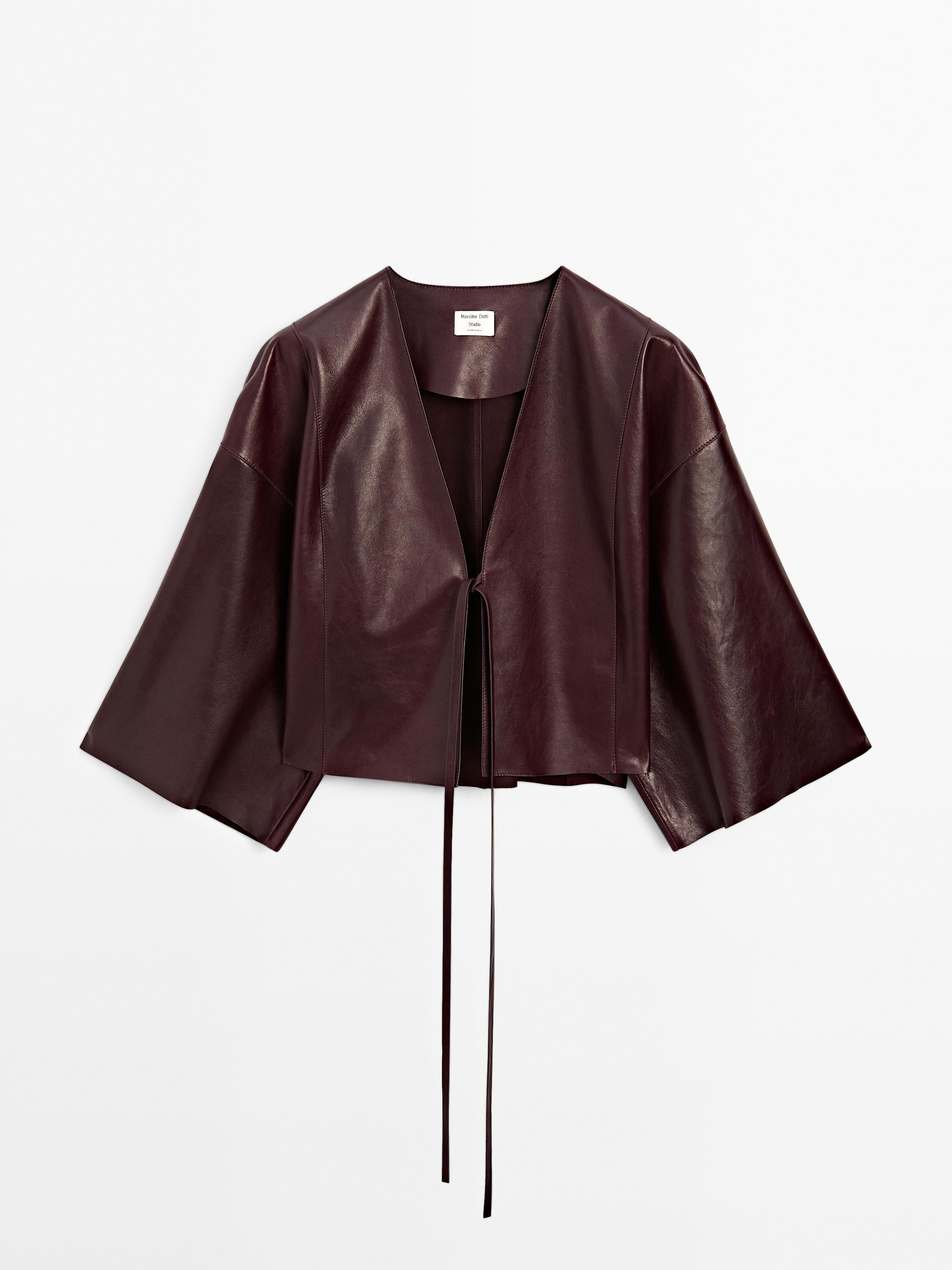 Nappa leather V-neck kimono - STUDIO