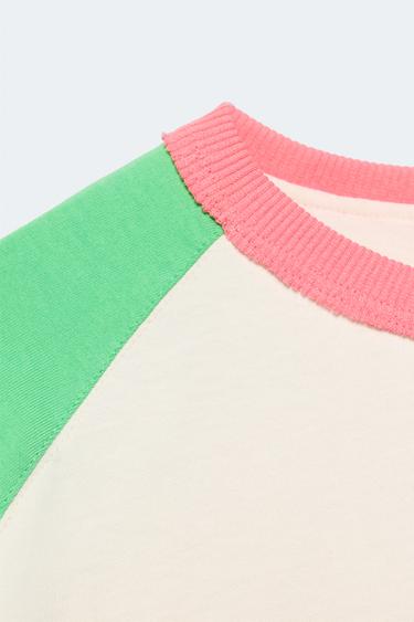 2-14 YEARS / LIMITED EDITION CONTRAST RAGLAN SLEEVE T-SHIRT - Green by Zara - Image 2