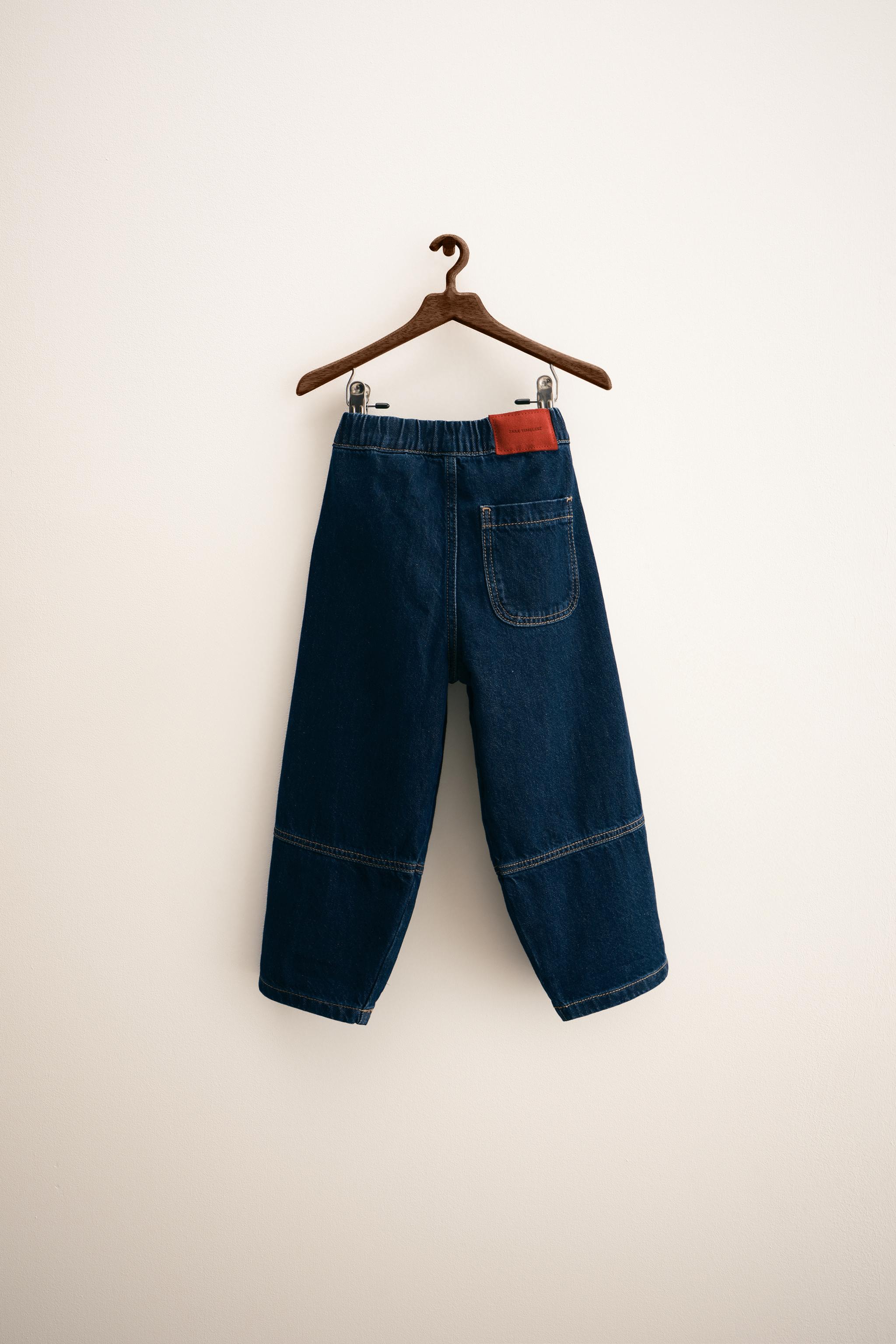 ZARA バルーンフィットデニムパンツ フリース バルーンフィット デニムパンツ - ブラック | ZARA