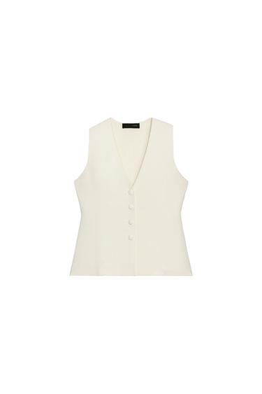 BUTTONED KNIT WAISTCOAT WITH COVERED BUTTONS