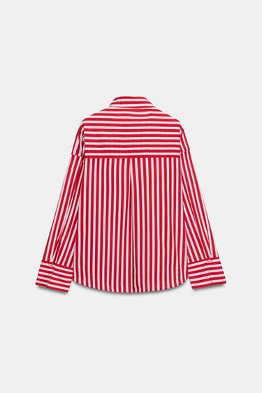 CHEMISE RAYÉE - Blanc / Rouge de Zara - Image 8