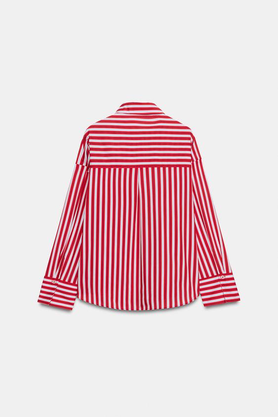 CHEMISE RAYÉE - Blanc / Rouge de Zara - Image 8