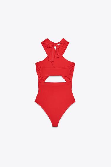CUT-OUT WRAP BODYSUIT - Intense red by Zara - Image 5