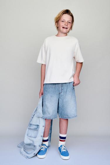 BERMUDES DENIM LOOSE - Blau de Zara