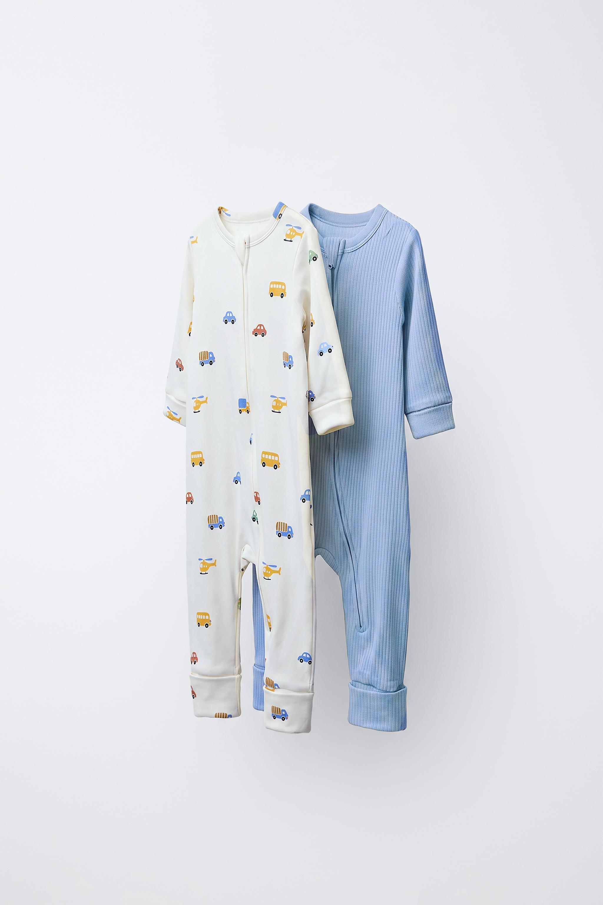 TWO-PACK OF CONVERTIBLE FOOTED CAR SLEEPSUITS — Blue