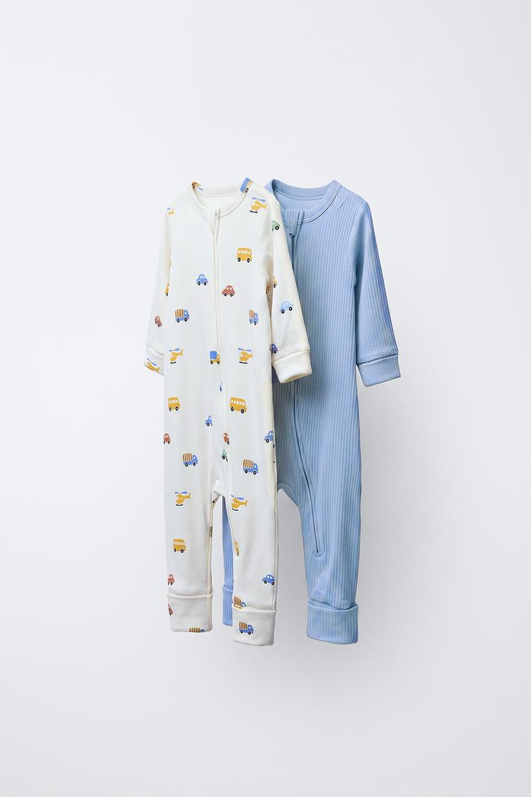 PACK DOS PIJAMAS ENTEROS PIE CONVERTIBLE COCHES