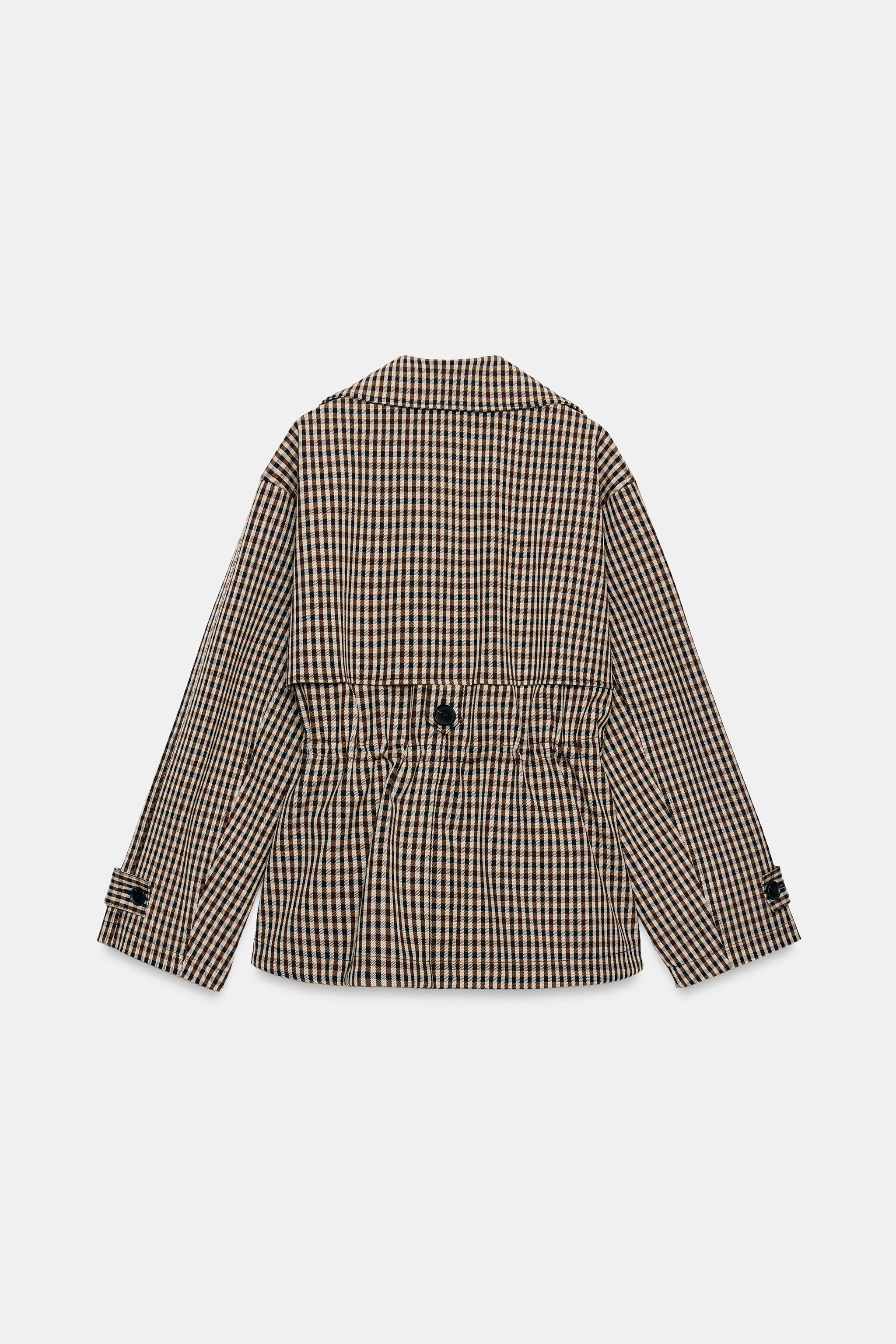 チェック柄ダブルブレストトレンチコート - ベージュ | ZARA Japan / 日本