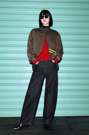 ZW COLLECTION ANKLE BALLOON MID-WAIST JEANS - Blue by Zara