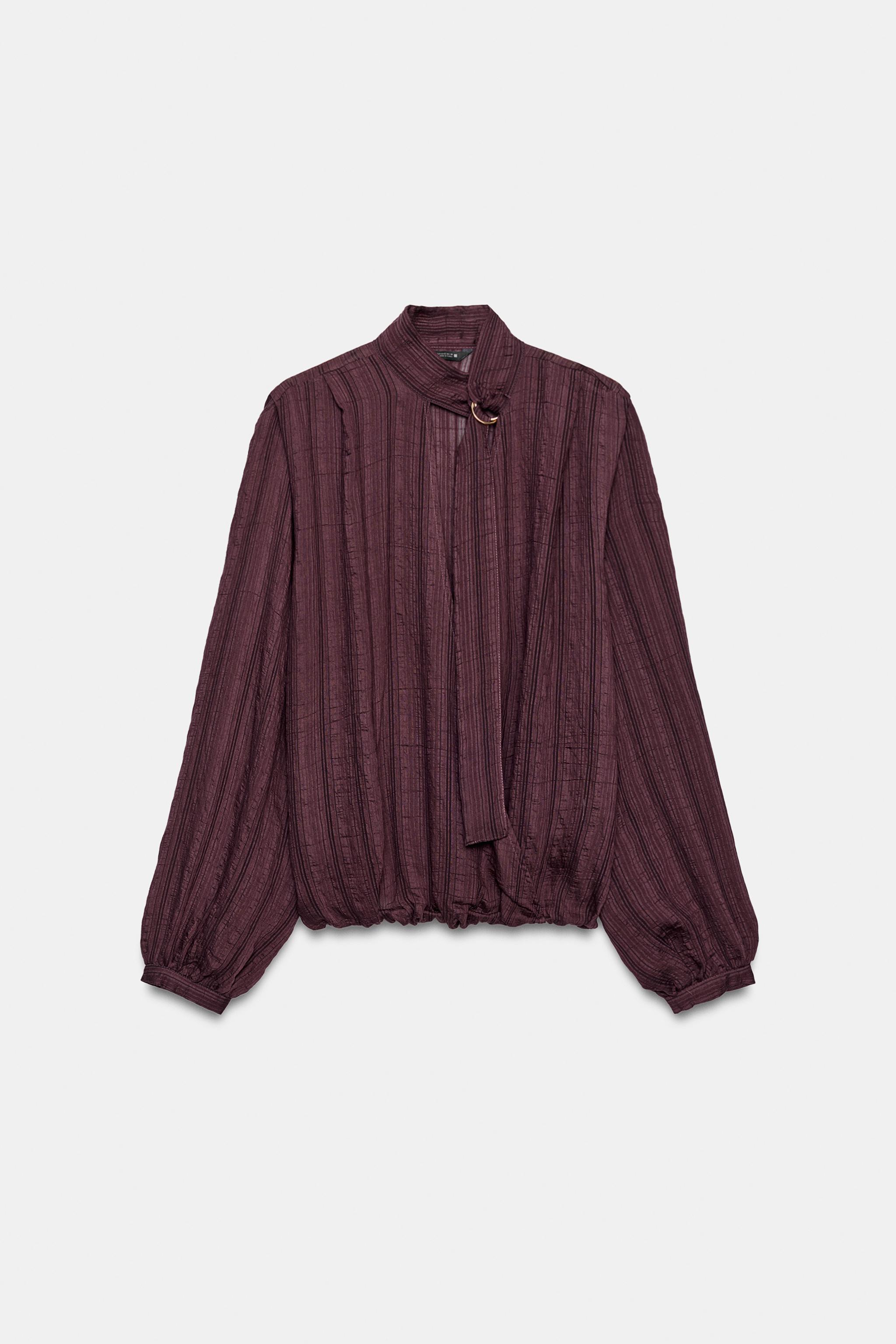 STRIPED WRAP BLOUSE
