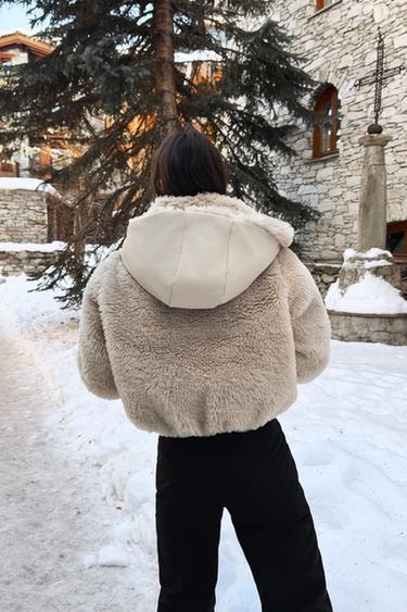 MANTEAU COURT À CAPUCHE EFFET FOURRURE RECCO® TECHNOLOGY SKI COLLECTION - Vison de Zara - Image 2