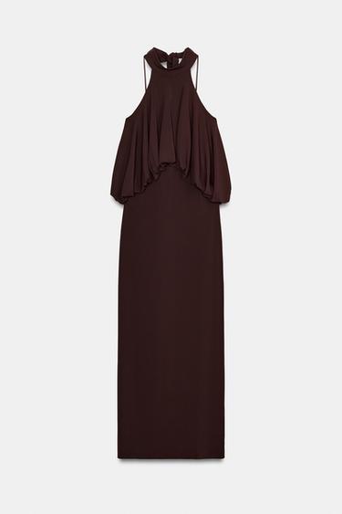 HALTER BALLOON DRESS - Brown by Zara - Image 0