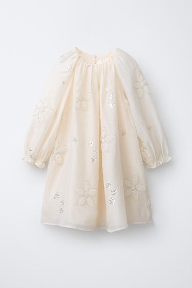 ROBE FLEURS FANTAISIE - Écru de Zara