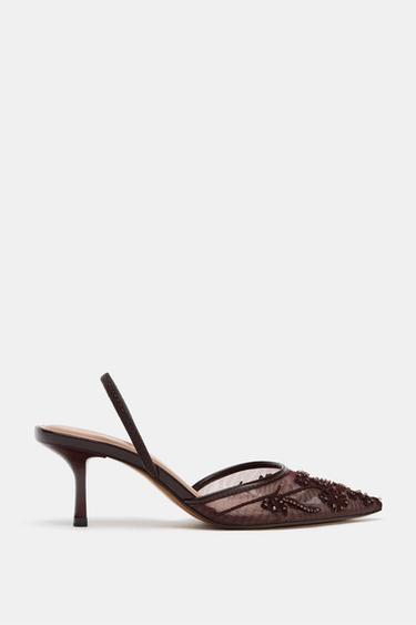 ZAPATO TACÓN MESH BRILLOS - Marrón de Zara