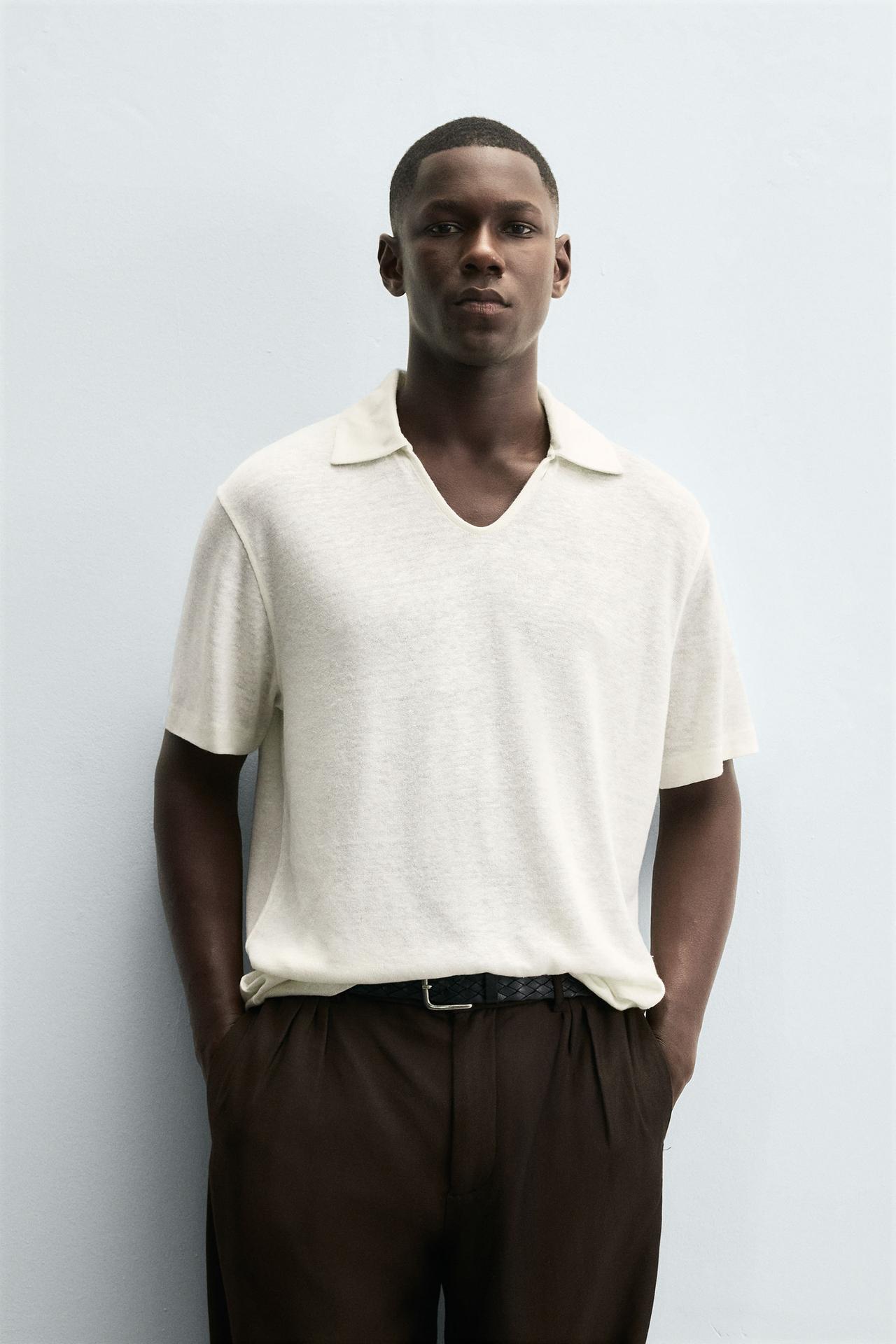 STRICK-POLOSHIRT AUS HANF UND VISKOSE