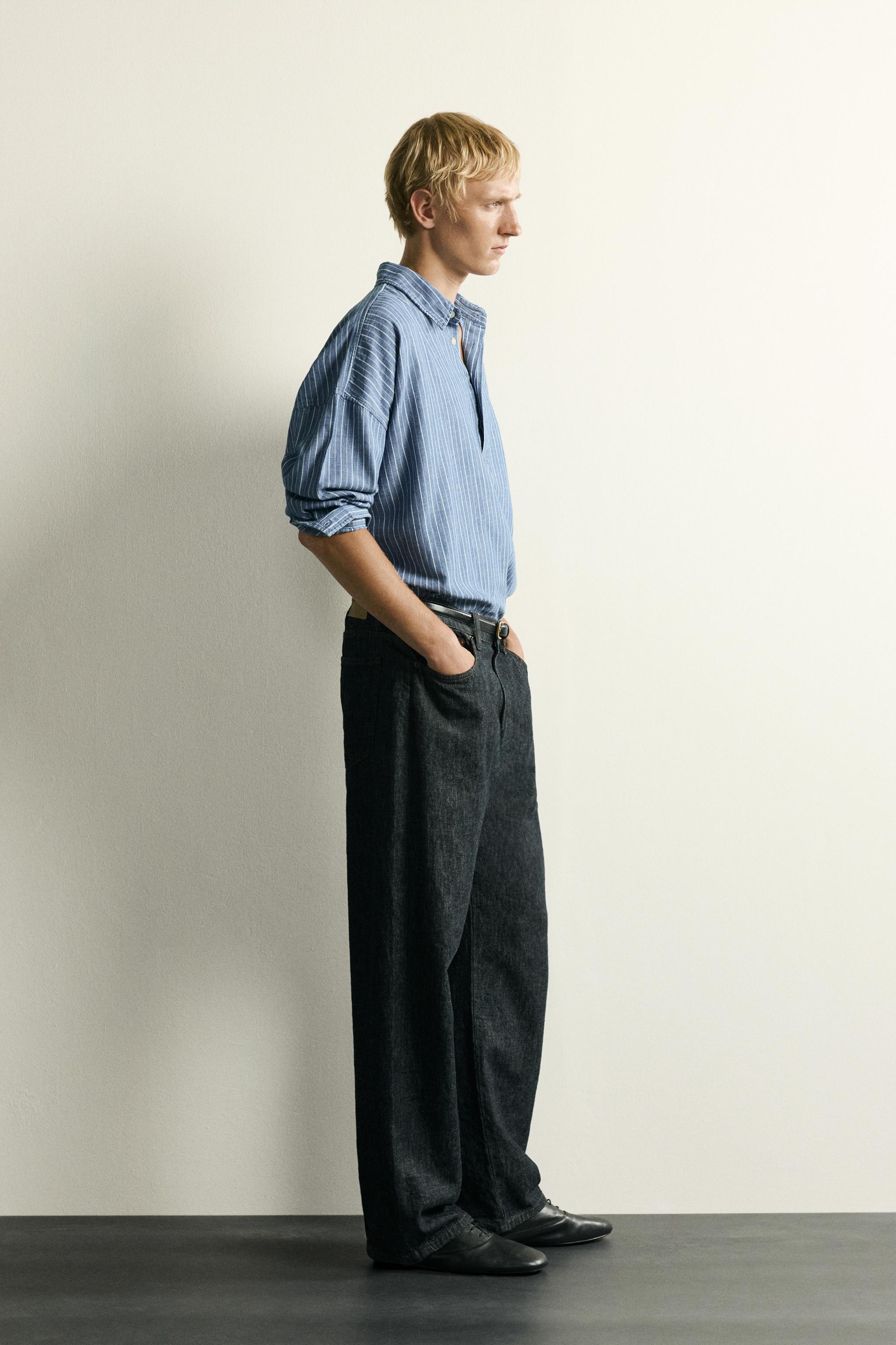 CHEMISE POLO EN DENIM LÉGER À RAYURES