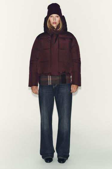 ANORAK CORTO CAPUCHA WATER REPELLENT WINDPROOF - Burgundy de Zara